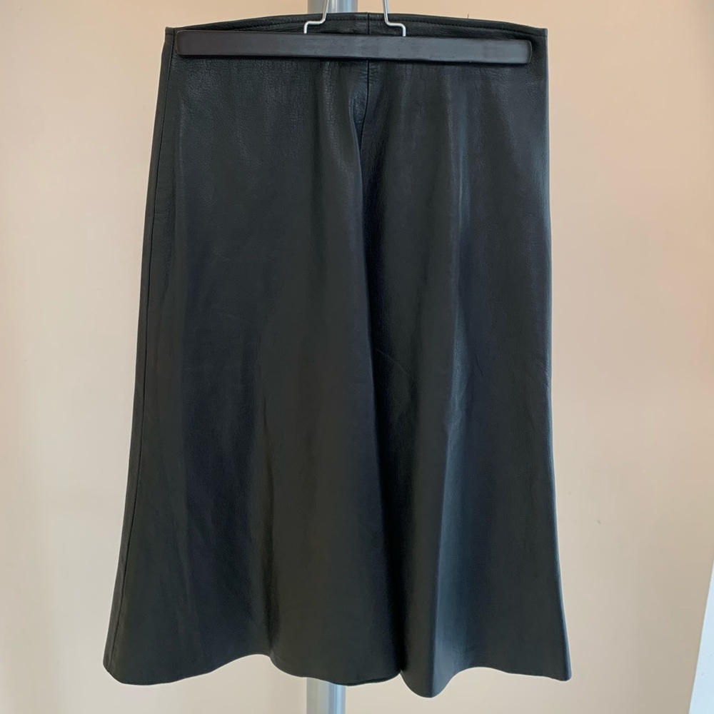 Vintage A-line midi leather skirt